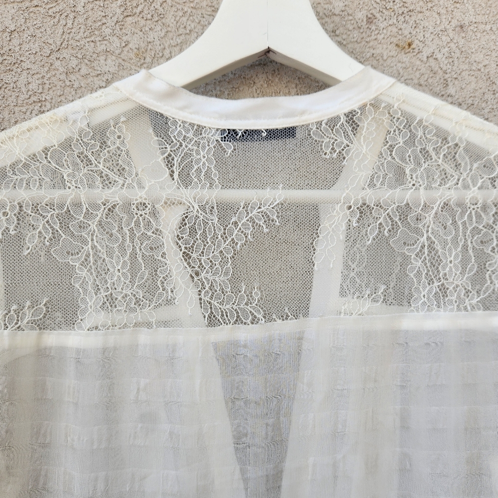 SANDRO Paris Women's Dress US Size 8 White Sheer Embroidered Floral Luxury - Picture 9 of 14